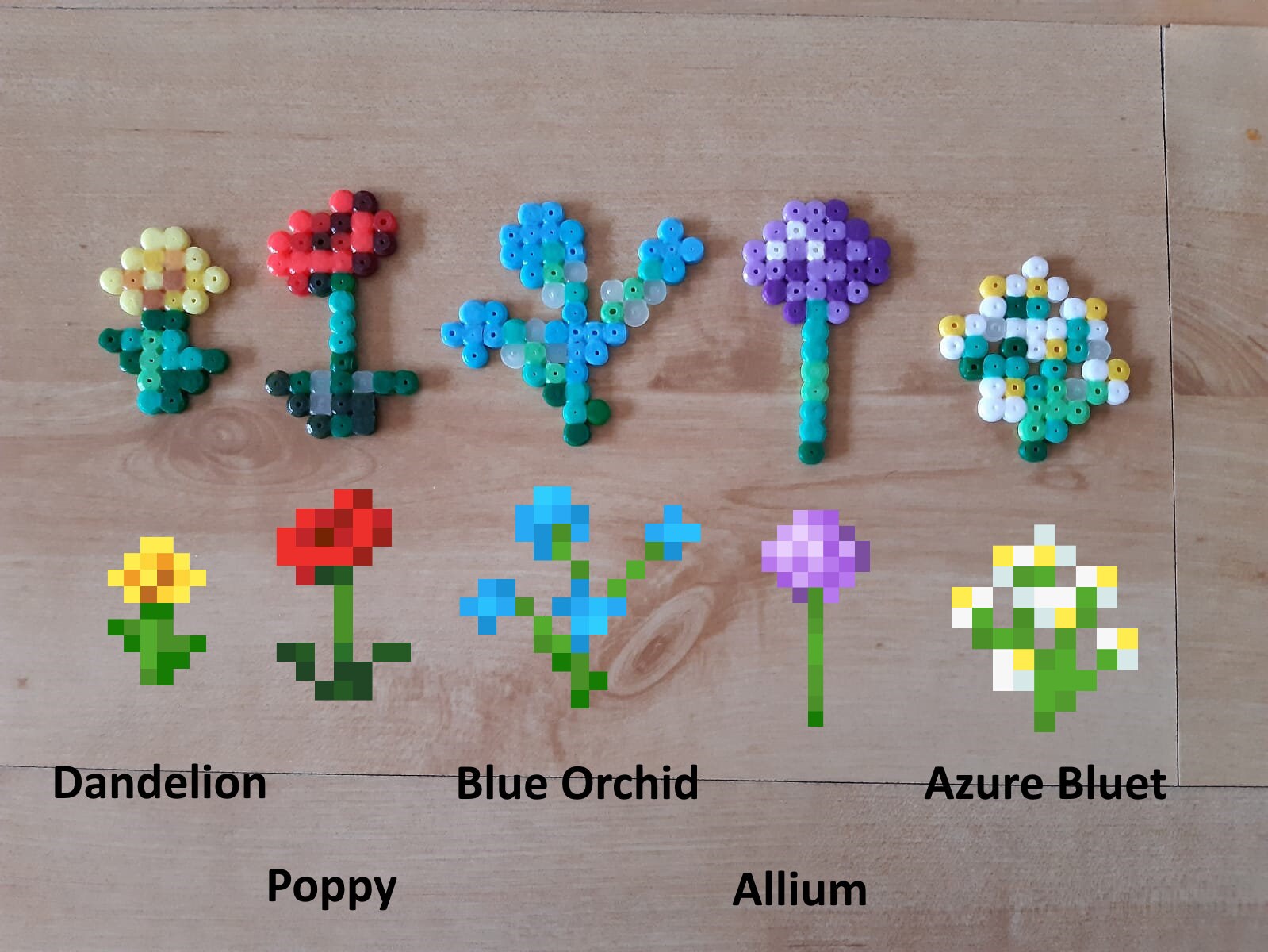 Minecraft Flores Perler Abalorios Etsy