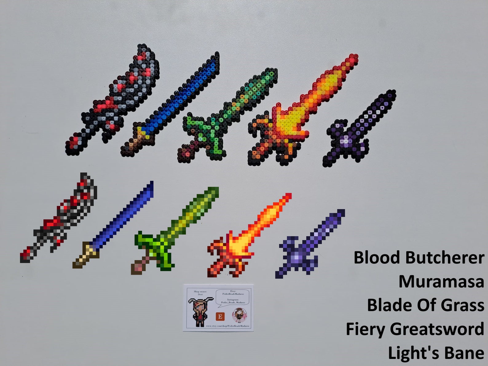 Terraria Magnet Accessory Terraria Swords Perler Beads Art, Handmade Pixel Art, Magnet, Accessory ...