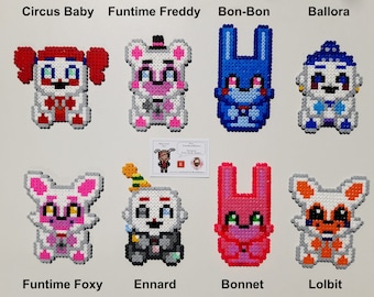 Five Nights At Freddy's Plushies 2: Puppet, Spring Bonnie, Springtrap,  Glitchtrap, Baby, Ennard, Lolbit, Lefty, Hippo (Perler Beads)