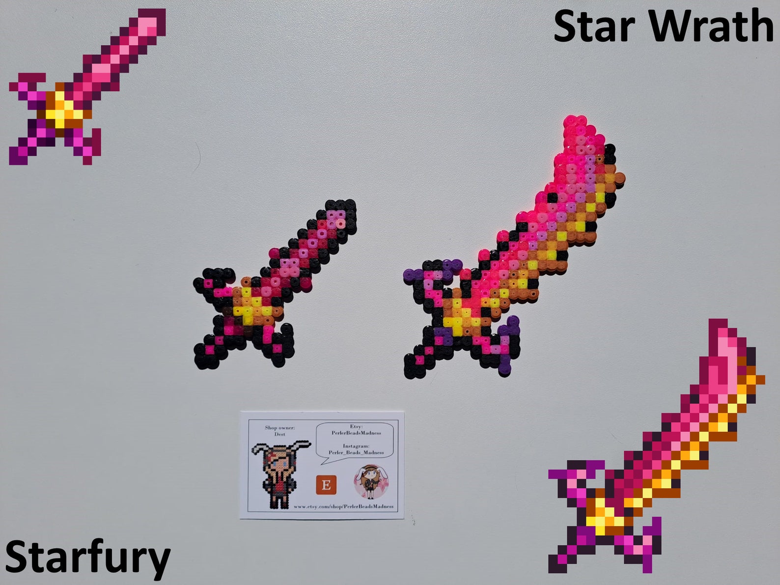 Terraria Magnet Accessory Terraria Swords Perler Beads Art, Handmade Pixel Art, Magnet, Accessory ...