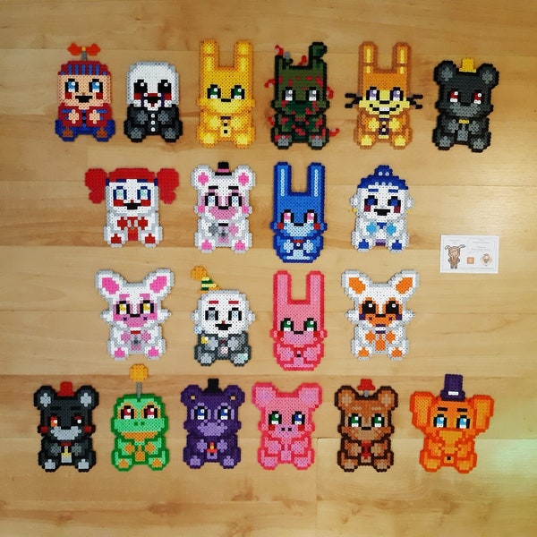 Five Nights At Freddy's - Plushies 2: Puppet, Spring Bonnie, Springtrap, Glitchtrap, Baby, Ennard, Lolbit, Lefty, Mr. Hippo (Perler Beads)