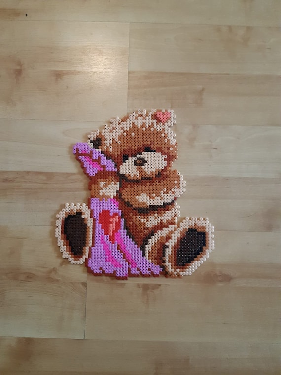 Teddy Bear with blanket Perler Beads Etsy