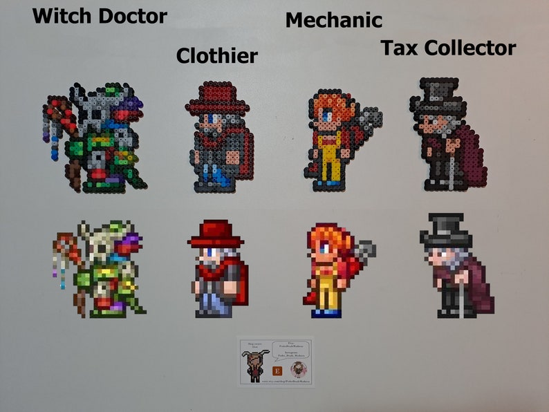 Terraria Magnet Accessory Terraria Npc's Perler Beads Art, Handmade Pixel Art, Magnet, Accessory ...