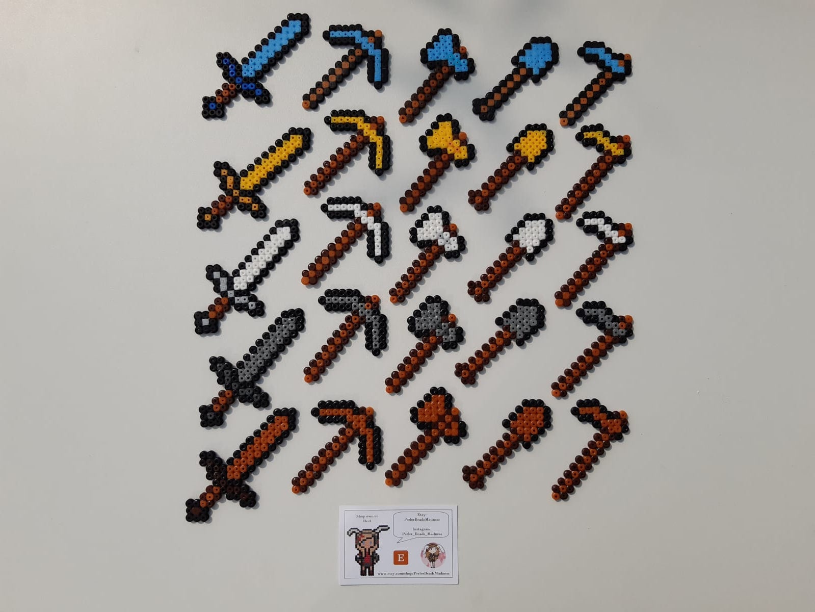 Hand Painted Minecraft Netherite Replicas ~ Sword Axe Pickaxe Shovel Hoe