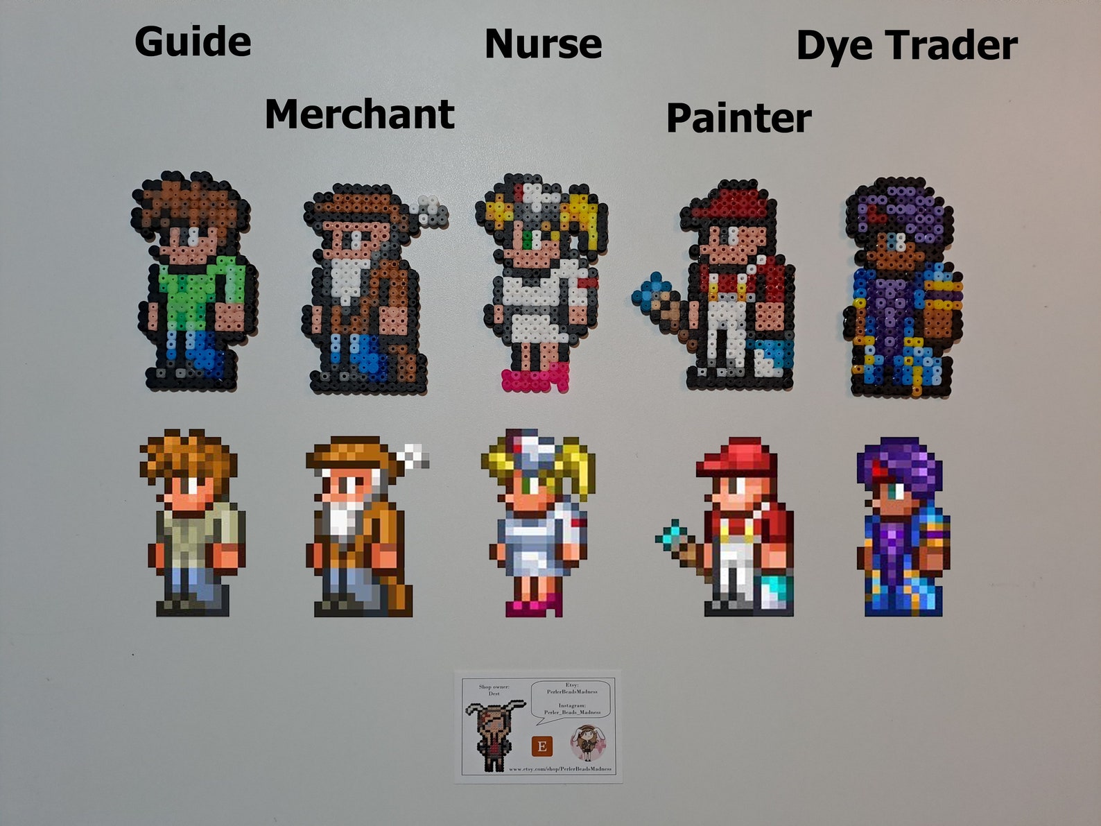 Terraria Magnet Accessory Terraria Npc's Perler Beads Art, Handmade Pixel Art, Magnet, Accessory ...