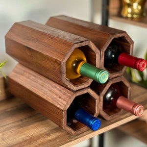 Wine Racks, Stackable Wine Rack, Wine Holder, Wine rack countertop, Wood Wine Rack, Wood Wine Holder image 1