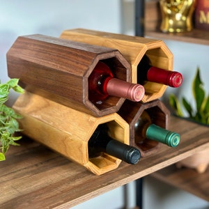 Wine Racks, Stackable Wine Rack, Wine Holder, Wine rack countertop, Wood Wine Rack, Wood Wine Holder image 2