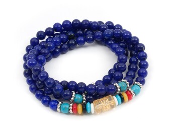 Semi-precious Stone Rosary Mala Round 6mm Tiger Eye With Buddha Head