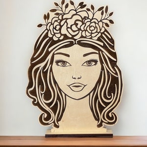 Flower Crown Face Model For Earrings - Life Size Wood Earring Display - Real MapleWood Earring Stand - All Earring Types