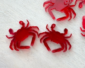 Red Transparent Crabs, Acrylic Earring Blanks, Ocean Acrylic Earrings, Beach Vibes, Priced Per Pair, Ready to Ship