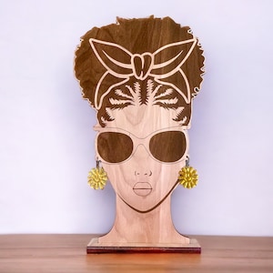 Afro Textured Face Model For Earrings - Life Size Wood Earring Display - Real Maple Wood Earring Stand - All Earring Types