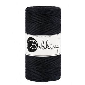 Black-3mm Single Strand Macrame Cord-Bobbiny Macrame Cord-Recycled Macrame Rope-108 yards