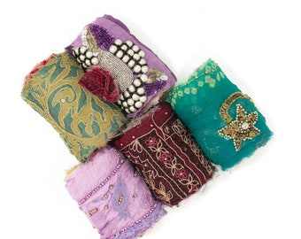 Recycled Sari Silk Chiffon Embroidered Roll