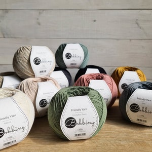 Friendly Yarn-Bobbiny Cotton Yarn-100g-218 yards-200 meters-certified recycled cotton