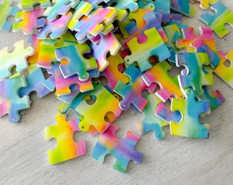 Rainbow Puzzle Piece Earring Blank, Acrylic Autism Awareness Earrings, Rainbow Neurodivergent Blanks, Priced Per Pair