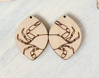 Crab Petals Wood Earring Blanks / Wholesale Prices for Bulk Orders / Boho Wood Earrings / Sold By Pair / Summer Blanks