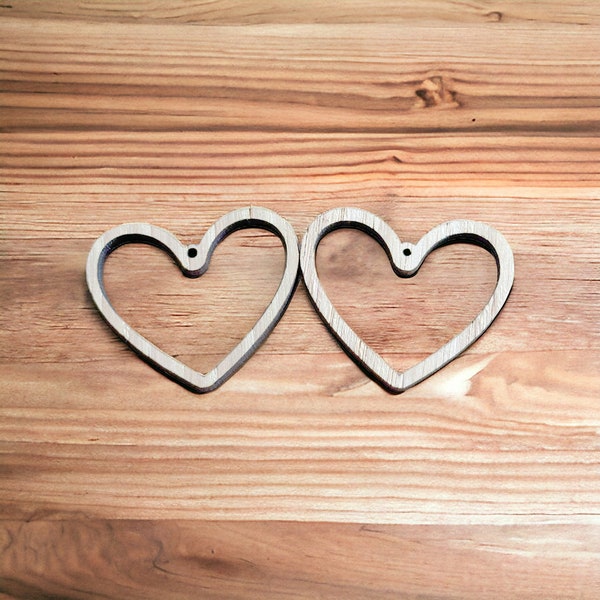 Heart Hoop Earring Blanks / Wood Heart Blanks / Heart Earring Connectors / Wood Earring Hoops For Macrame / Valentines Day