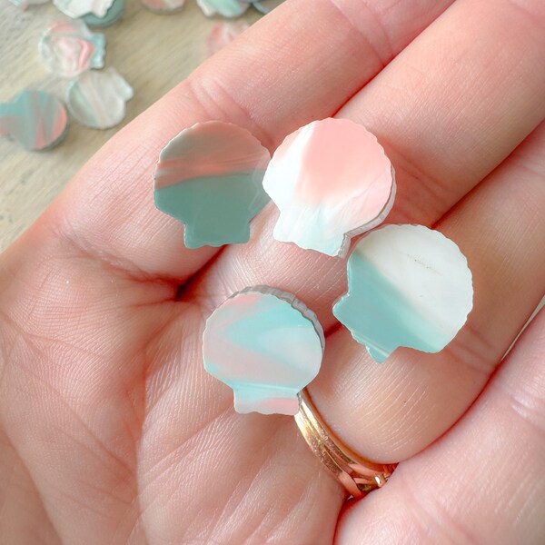 Sea Shells Coastal Serenity Stud Blanks, Acrylic Ocean Life Studs, Sea and Beach Studs, Seashell Stud Blanks, Priced Per Pair