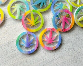 Rainbow Marijuana Earring Blank, Acrylic Pot Leaf Earrings, Rainbow Hippy Blanks, Priced Per Pair, Ready To Ship