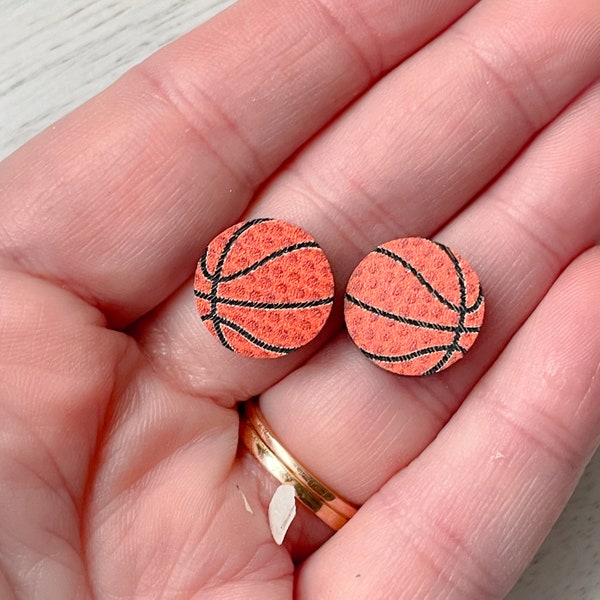 Acrylic Basketball Stud Earring Blanks, Acrylic Basketball Round Stud Blanks, Priced Per Pair, Ready to Ship