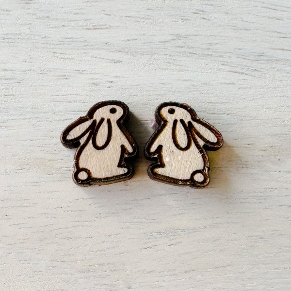 Bunny Studs / Wood Easter Bunny Earring Blanks / Rabbit Stud Earrings / Spring Stud Earring Blanks