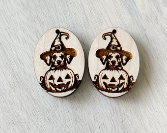 Halloween Dog Earring Blanks / Wholesale Prices for Bulk Orders / Halloween Earring Connectors / Fall Wood Earrings
