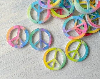 Rainbow Peace Sign Earring Blank, Acrylic Peace Earrings, Rainbow Hippy Blanks, Priced Per Pair, Ready To Ship