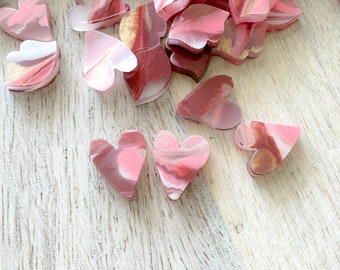 Pink Marble Heart Earring Stud Blanks, Acrylic Pink Heart Studs, Valentine's Day Heart Studs, Mother's Day