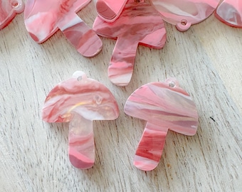 Pink Marble Mushroom Acrylic Blanks, Acrylic Shrooms Earring Blanks, Pink Marble Jewelry Blanks,  Spring/Summer Earring Blanks