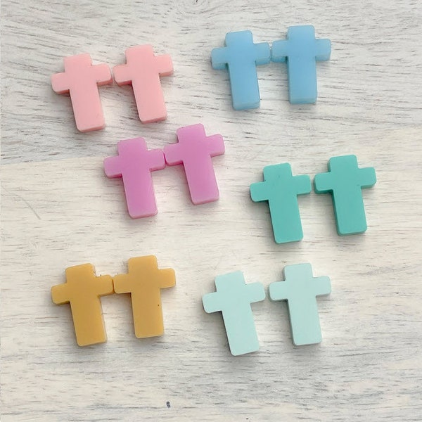 Cross Stud Blanks / Acrylic Cross Studs / Easter Studs / Spring Earring Stud Blanks, Priced Per Pair