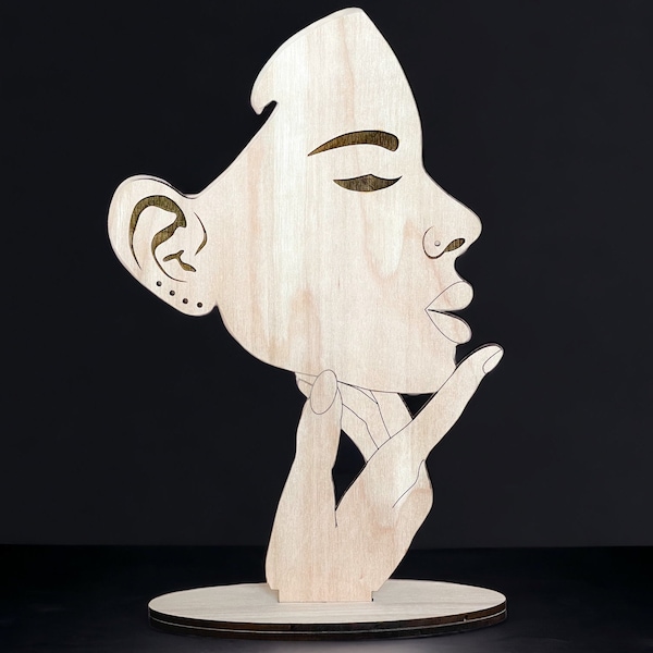 Side Face Model For Earrings - Life Size Wood Earring Display - Nose Ring - Wood Earring Stand -