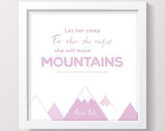 Let her sleep, for when she wakes, she will move mountains, Digital Nursery Print, Instant Nursery Download, Baby Room Decor, Nursery Decor