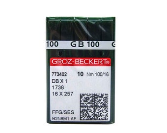 Groz-Beckert DB X 1, 10 aiguilles pour machines à coudre industrielles - 16x257, stylo à bille, Juki, Singer, Consew, Brother, toutes tailles disponibles