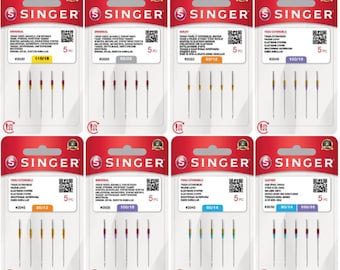 Singer Sewing Machine Needles 2020 For Fabrics and 2045 for Sewing Needles, 60/08, 70/9, 80/11, 90/14, 100/16, 110/18