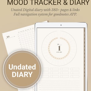 Digital Mood Tracker Monthly Yearly journal diary Mental Health record  for goodnotes APP