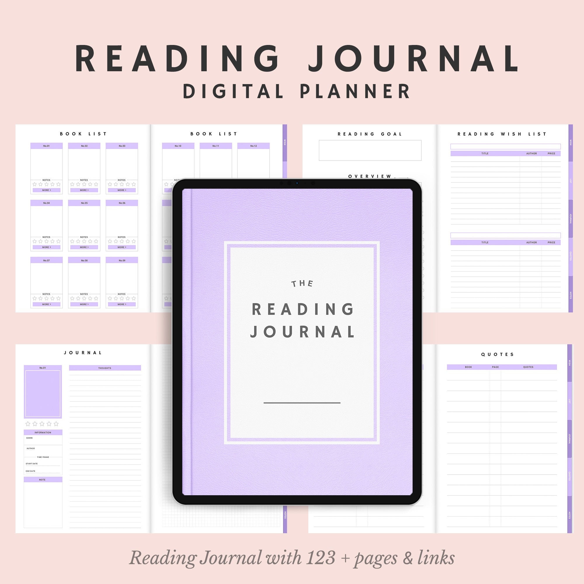 Digital Reading Log to Read Tracker Book Journal Review Etsy