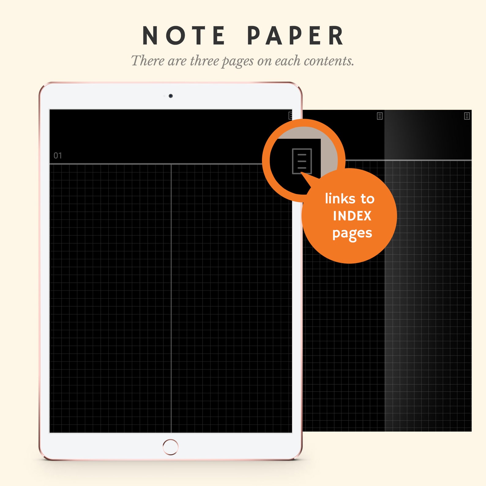 Black Index Digital Notebook, Goodnotes Template, Goodnotes Notebook