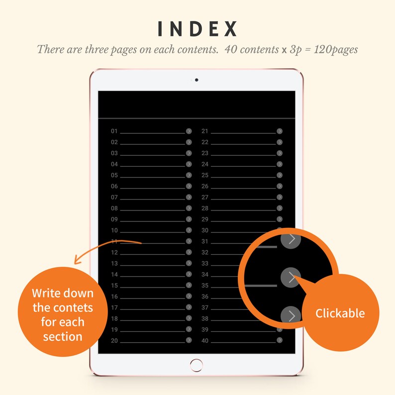 Black Index Digital Notebook, Goodnotes Template, Goodnotes Notebook