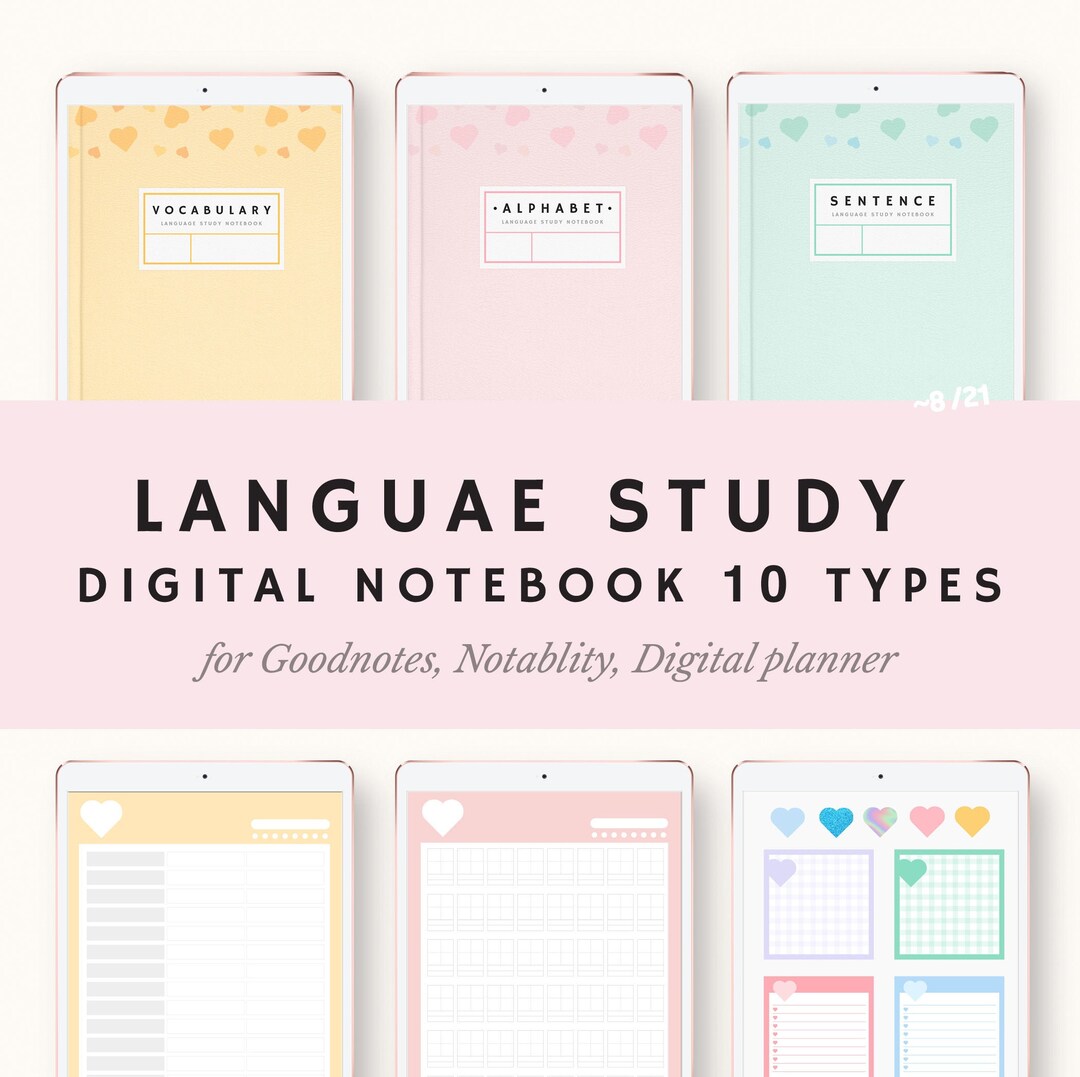 Languae Study Digital Notebook for iPad Goodnote - Etsy