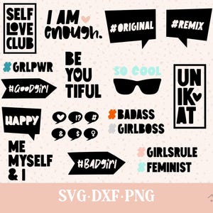 Plotter file set Feminism - SVG bundle with 22 designs and sayings on the topics of self-love, girl power and female empowerment