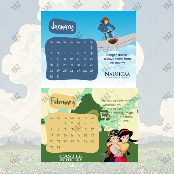 Calendrier Studio Ghibli 2023 Studio Ghibli 2022 A4 Size Calendar Printable Digital File | Etsy Canada
