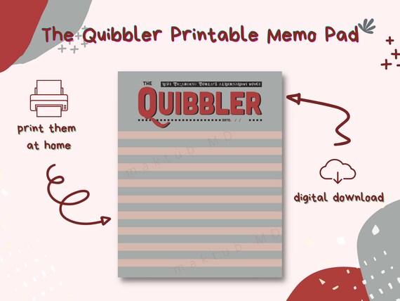 The Quibbler Printable Memo Pad / Magical Memo Pad PDF - Etsy