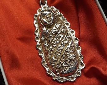 Swaddled Child in Tin Silver - Votive Offering, Ex-Voto! CHRISTMAS!