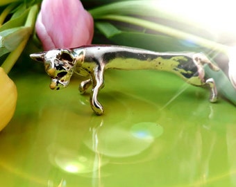 Beautiful KNIFE BENCH LYNX Tin in silver, original NMA NataliaMonterArt