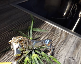 Rarely beautiful knife rest - lion - pewter in silver - original NMA / NataliaMonterArt