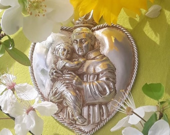St. Anthony of Padua - Pewter in silver, a rare and beautiful votive offering, ex-voto, votive, lucky charm! Buy by 3 PM -> same day shipping