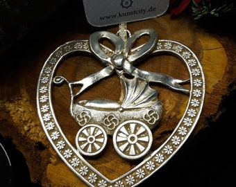 BABY HEART tin in SILVER beautiful votive gift, ex-voto, pendant, wall decoration. Lucky charm! Order before 3pm -> dispatch immediately