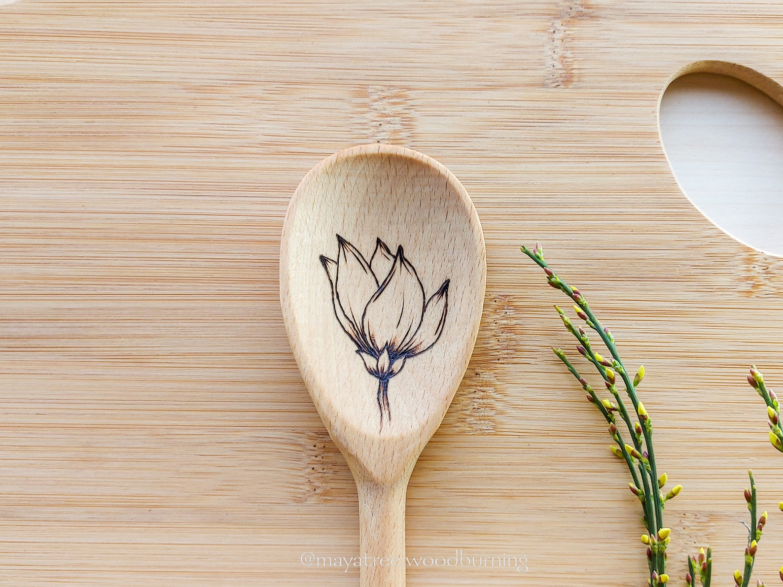 Wood Burned Nature Spoon Collection Set of 5 Kitchen Etsy UK