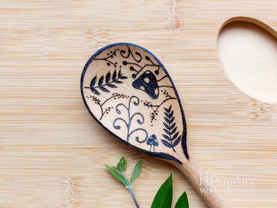 Personalized Wooden Kitchen Utensils (Set of 4) - Forest Decor