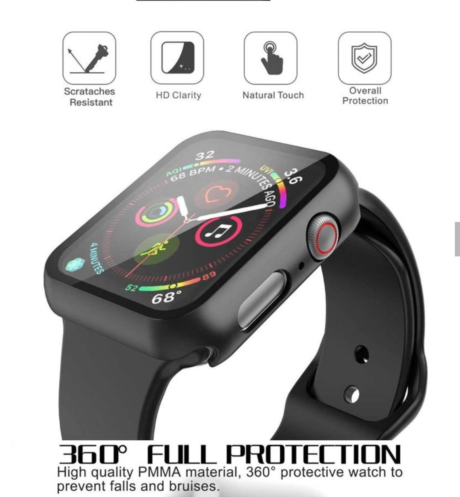 Apple Watch Case 360 Protection Tempered Glass Series Etsy